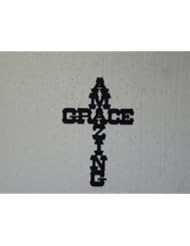Home: Amazing Grace Wall Cross Modern Metal Wall Sign Religious Home Decor - Say It All On The Wall