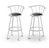 2 Glitter Black Vinyl Specialty / Custom White Barstools with Backrest Set 2 Glitter Black Vinyl Specialty / Custom White Barstools with Backrest Set