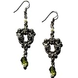 Silver Antique Style Cherub Earrings With Pearls and Emerald Green Beading