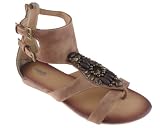 Capelli New York Faux Leather Thong Gladiator With Zip Heel Counter Sandal Natural Combo 7