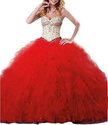 Organza/Satin/Tulle  Lace-Up Beaded Sweetheart   Ball Gown Quinceanera Dress  With Ruffles