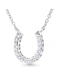 Bling Jewelry Sterling Silver CZ Horseshoe Necklace 16in