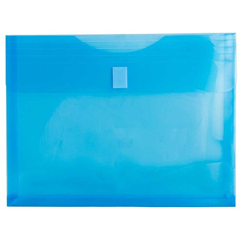 JAM Paper Plastic Envelopes with VELCRO Brand Closure - 1" Expansion - Letter Booklet - 9 3/4" x 11.5" - Blue - 12/pack