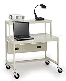 Mobile Putty Beige Computer Workstation with Shelf
