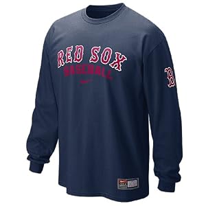 Click to buy Boston Red Sox Logo Merchandise: Line Drive Long Sleeve Baseball Tee Shirt from Amazon!