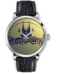 SPRAWL Aanalog Fashion Series Silver Ladies Watches of Genuine Black Leather Strap,Unique Wrist Watch for Women Girls Designed with blue castle