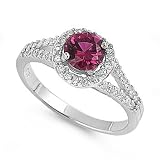 Sterling Silver Ruby CZ Engagement Ring Sizes 5 to 10