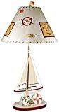 Paul Brent Burgundy Red and White Sailboat Table Lamp