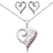 Sterling Silver Created Pink Sapphire Heart Pendant Necklace and Earring Box Set