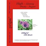 pripa 100 Blatt Fotopapier DIN A4 , 180g/qm , high -glossy (hoch-glaenzend) -sofort trocken -wasserfest-hochwei�-sehr hohe Farbbrillianz, fuer InkJet Drucker (Tintenstrahldrucker).von "pripa"