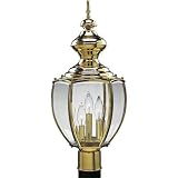 Progress Lighting P5433-10 Post Lantern with Beveled Glass, Polished Brass