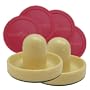 2 Air Hockey Pushers and 4 Red Round Pucks