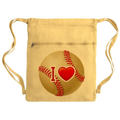 Messenger Bag Sack Pack Yellow I Love Baseball