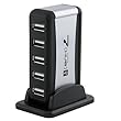 7 Port USB 2.0 Hub AC Adapter & USB Cable, Black/Silver