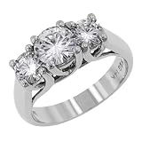 14k White Gold Moissanite 3 Stone Lucern Past-Present and Future (2.00 cttw equivalent)
