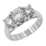 14k White Gold Moissanite 3 Stone Lucern Past-Present and Future (2.00 cttw equivalent)