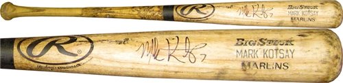 Mark Kotsay Autographed/Hand Signed Game Used Rawlings BigStick Florida Marlins Bat