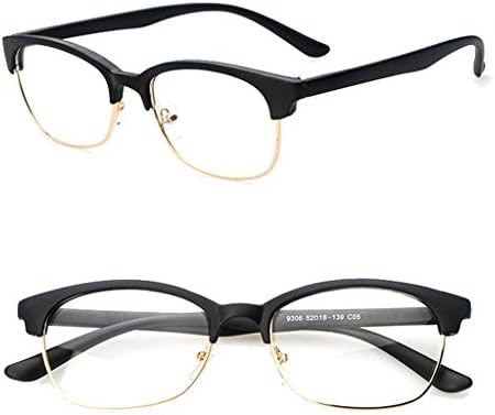WenVen Vintage Inspired Classic Half Frame Horn Rimmed Clear Lens Glasses(Black,One Size)