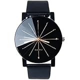 Bessky&reg; Luxury Men's Black Round Dial Clock Leather Strap Quartz Wrist Watch