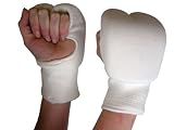 Open Finger Elasticated Contact Style Punch Bag Karatte Gloves White Mitt S/M