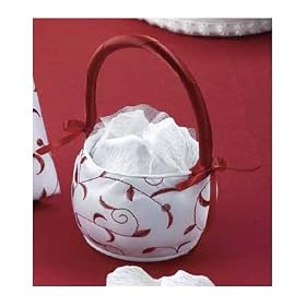 Red and White Wedding Flower Girl Basket