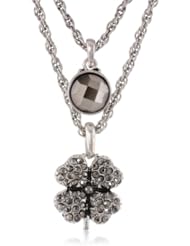 Lucky Brand Double-Layer Clover Pendant Necklace, 16.25"