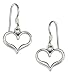 Sterling Silver Open Heart Earrings on French Wires.
