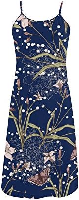 Abbie Miller Butterfly Women's Custom Polyester Casual Slip Dress Dark Blue D