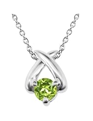 0.30 Ct Round Green VS Peridot 14K White Gold Pendant