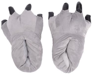 Costume & Cosplay : Size 40-41 Animal Dinosaur Godzilla Paw Claws Monster Feet Soft Plush Stuffed Warm Winter Home Slippers Pajamas Party Shoes for Unisex Adults Men Womens Teens (Gray)