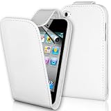 Supergets High Quality Apple Ipod Touch 4G 4th 5G 5th (2010, 2011, 2012) Generation Leather Flip Case White and LCD Screen Protector