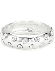 T Tahari Silver Band Ring with Scattered Crystals, Size 7