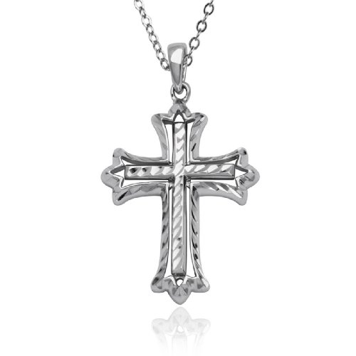 Sterling Silver DiamondCut Cross Pendant 18 41m5rR8zzjL Sterling Silver DiamondCut Cross Pendant 18