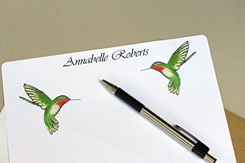 Custom Personalized Women's Monogram Stationery, Hummingbird Duo, Monogrammed Letter Writing Paper Set With Envelopes