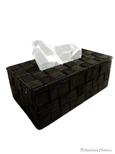 NEW Chocolate Woven RETRO RECTANGULAR Kleenex Tissue DISPENSER Box Cover Holder