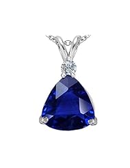 Original Star K (tm) Large 12mm Trillion Cut Created Blue Sapphire Pendant in 925 Sterling Silver