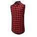 OLRIK Mens Hipster Hip Hop Sleeveless Side Zipper Plaid Shirt Vest