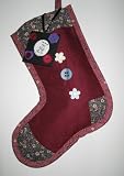 Cranberry Quilting Christmas Stockings Handcrafted Keepsakes Personalized with Picture Frame - FREE Shipping