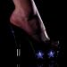 KISS-201LT4, 6 Stiletto Heel Platform Slide With Star Lights, Clear/Blue Lights, Sizes 5-14, by Pleaser USA