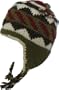 WOOL CHULLO FLEECE LINED SKI HAT TOQUE WITH EAR FLAPS WINTER KNIT BEANIE MOUNTAINEERING SKULL CAP (OLIVE / IVORY / BROWN - MAROON DIAGONAL)