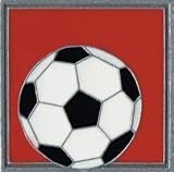 Red Soccer Ball Leather Luggage Tag