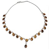 Gem Necklace Silver Tiger'seye Jewelry 17 inches (gnklc277)