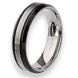 Two-tone Grooved Brushed Titanium Ring (6.0 mm) With Wood Box - Sizes 8-12