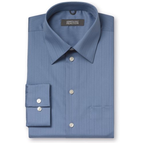 Kenneth Cole Reaction Wrinkle Free Cotton - Urban Satin Dress Shirt - Spread Collar