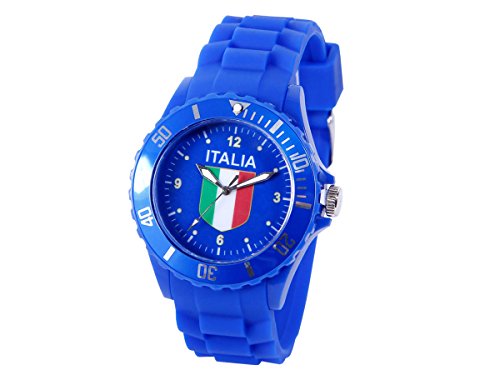 Alsino Armbanduhr EM WM Länder Silikon Uhr Silikon Damen Herren Silikon Uhren Herrenuhr Damenuhr, Farbe wählen:UR-ITA Italien