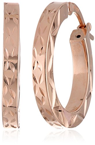 Rose Goldtone Finish Silver Square Tube Hoop Earrings