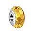 Boruo 925 Sterling Silver Czech Crystal Fascinating Facet Citrine Glass Charms Beads Spacers November Birthstone Solid Core Charm Fit Pandora Bracelets.