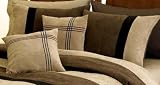 Black Jacaranda Striped Micro Suede Luxury Bed in a Bag Comforter 6 piece Bedding Set - Queen Size