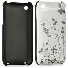 IPHONE 3G 3GS BUTTERFLY FLOWER BACK COVER CASE: WHITE, BY TPS CASES
