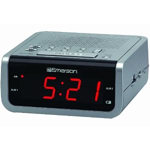 Emerson CLS1704SL SmartSet Dual Alarm AM/FM Clock Radio with Battery Back-up (Silver)